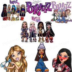 Bratz熱転写アニメステッカー、衣類用漫画パッチ、DIY-女の子用シャツアップリケ、カスタム装飾ギフト