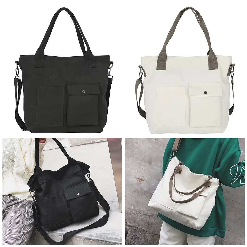 

New Canvas Shoulder Bag Large Capacity Shopping Bag Women's Tote Bag Reusable Purse Crossbody Bag Travel