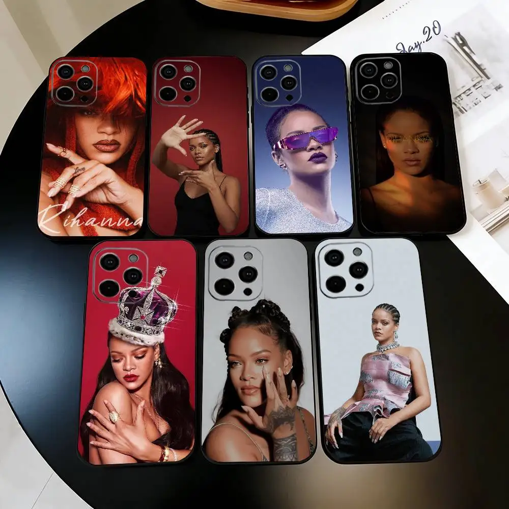 

Hot singer R-Rihannas beauty Phone Case For iPhone 17,16,15,14,13,12,11 Plus,Pro Max,XS,Soft Silicone Black Cover