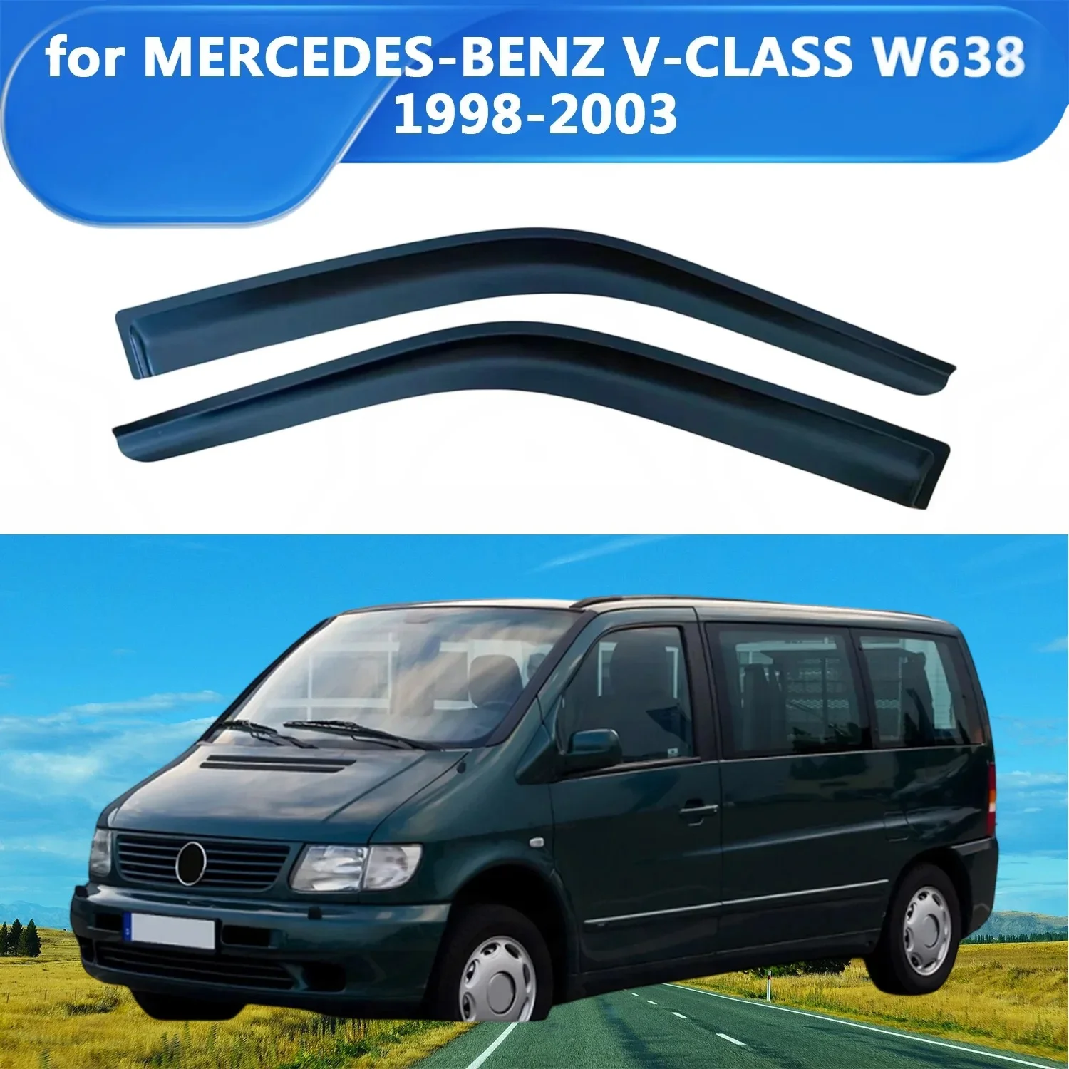 

Weathershield for MERCEDES-BENZ V-CLASS W638 1998-2002 2003 Sun Rain Deflector Guard Car Side Window Deflector Out-Channel Tape