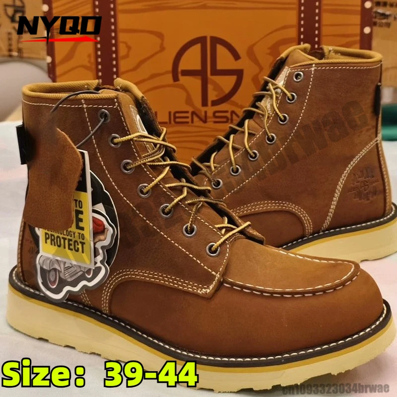 

Винтажные мотоциклетные ботинки из натуральной кожи для мужчин, высококачественная обувь из коровьей кожи, нескользящие, дышащие, для езды на мотоцикле