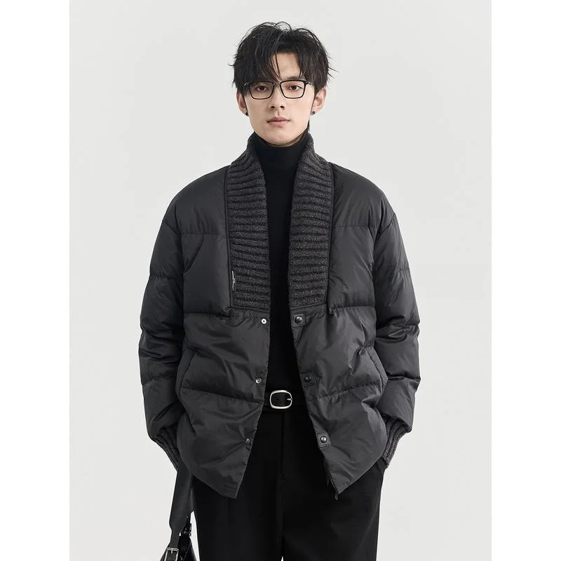 

Trendy Men's Winter Jaet 2024 New Arrival Thiened ort V-Ne Du down Warm Outerwear Youthful Sle Daily Wear