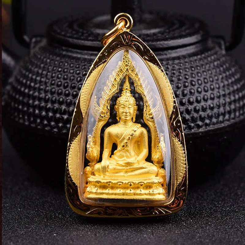 

GOOD Asia Thailand Success Buddha Pendant Temple Amulet bless safety healthy luck Recruit wealth all-powerful talisman