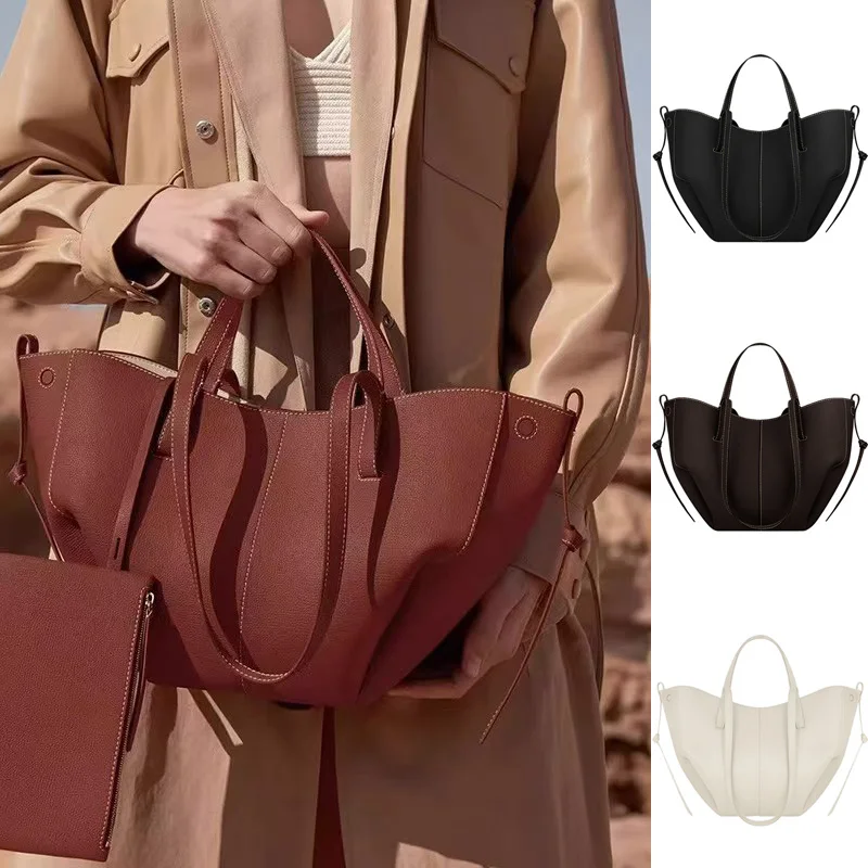 

LOGO two-layer cowhide women's new shopping wing bag, large capacity single-shoulder armpit bag for commuting, tote bag