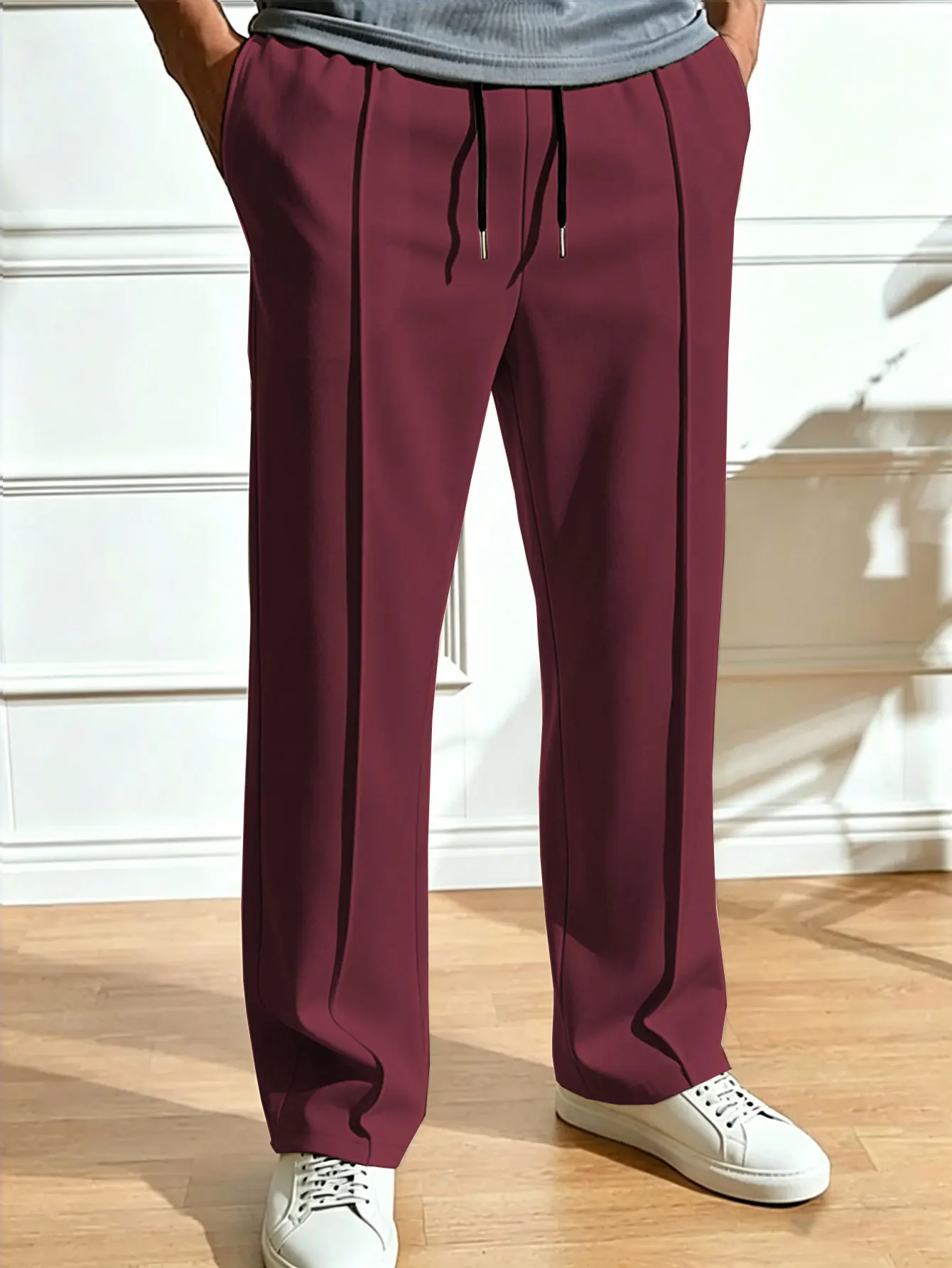 Herren Casual Cleanfit Leichte Business Minimalistische Anzug-Stil Sporthose Lose Jogginghose mit Kordelzug – Detail 21