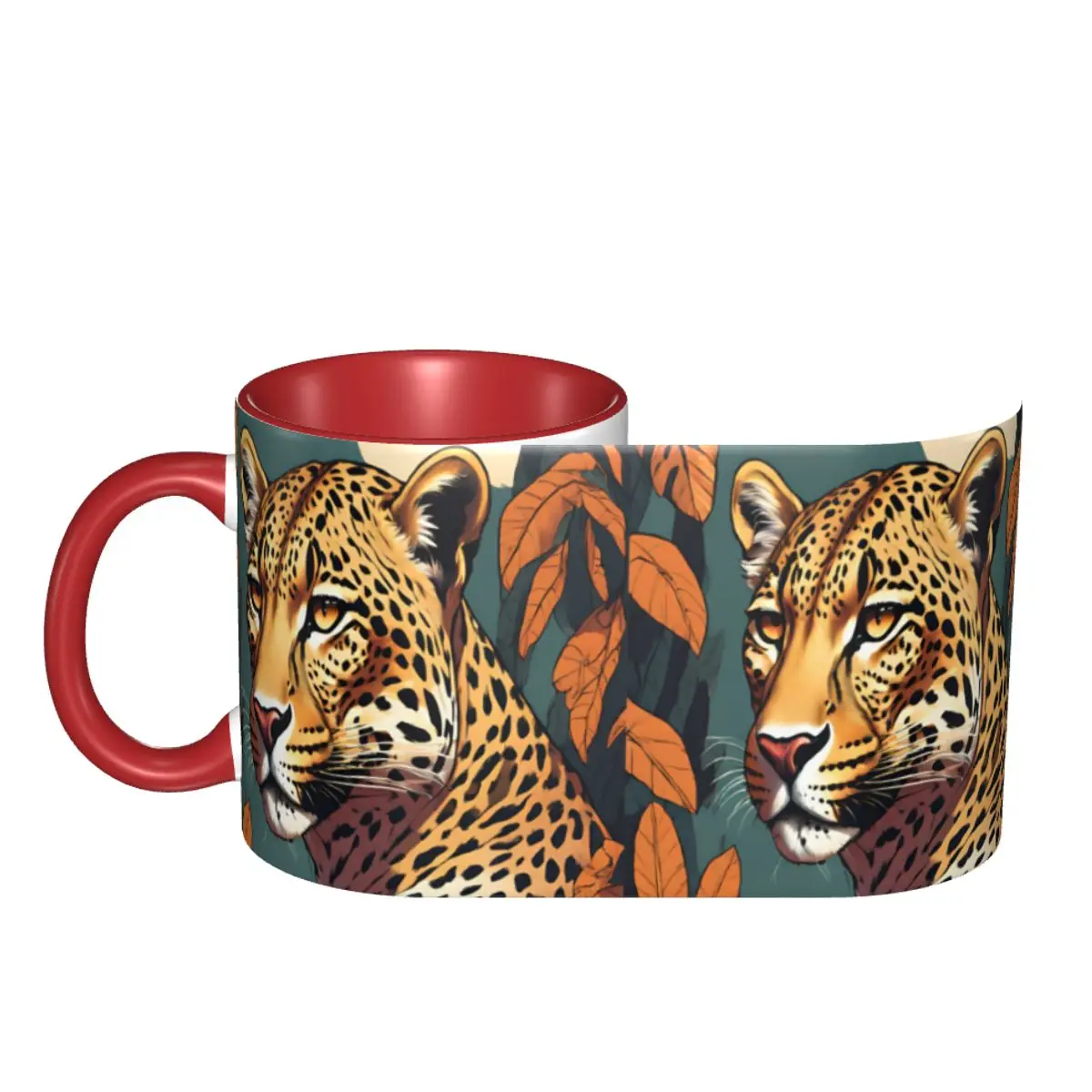 Leopard In Forrest Mug Funny Ceramic Coffee Cups Tea Mugs Milk Cup Drinkware Gift for Friends DIY Custom