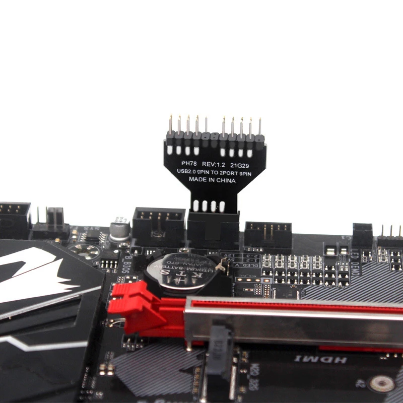 2Pcs/lot Motherboard USB2.0 9Pin Interface Header Splitter 1 to 2 Extension Cable Adapter