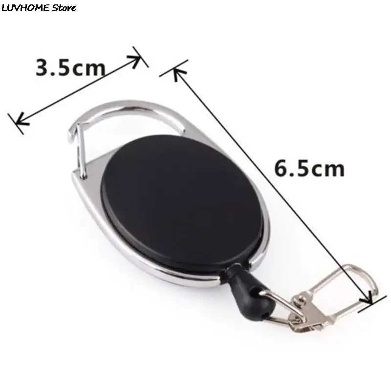 1Pc Black Retractable Pull Key Ring ID Badge Lanyard Name Tag Card Holder Reel Belt Clip Metal Housing Plastic Covers