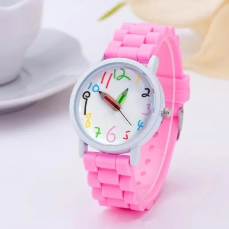 Schattig kinderhorloge siliconen potloodwijzer quartz uurwerk horloges sport unisex jongens en meisjes horloges relogio infantil