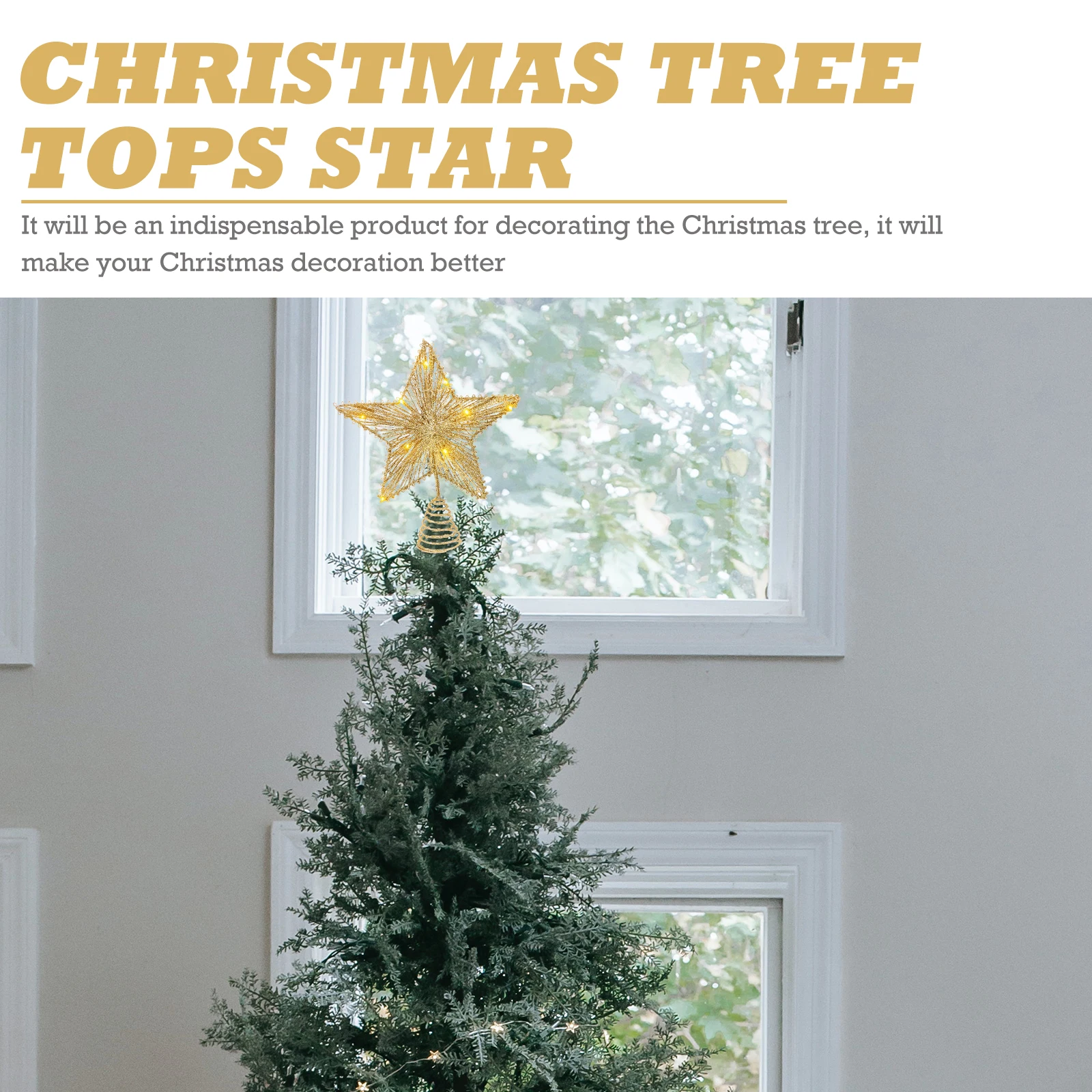 

1Pcs Luminous Star Shaped Tree Topper Light for Christmas Decor Premium Iron Xmas Tree Adorn Home Party Night Lamp Gift