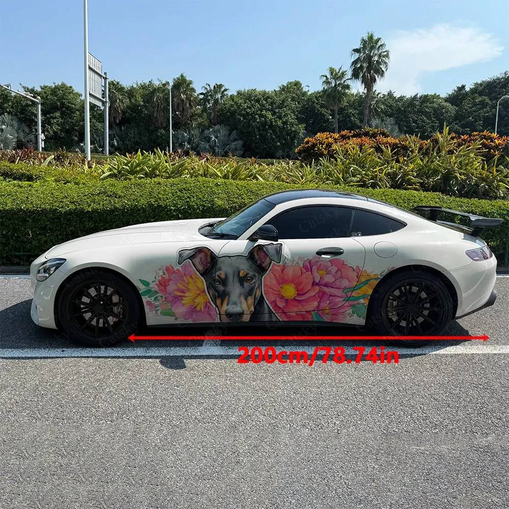 2pcs Doberman Decal, Durable, Fade-Resistant, Enhance Your Vehicles Aesthetic With Bold Art Design Car Vinyl Wrap