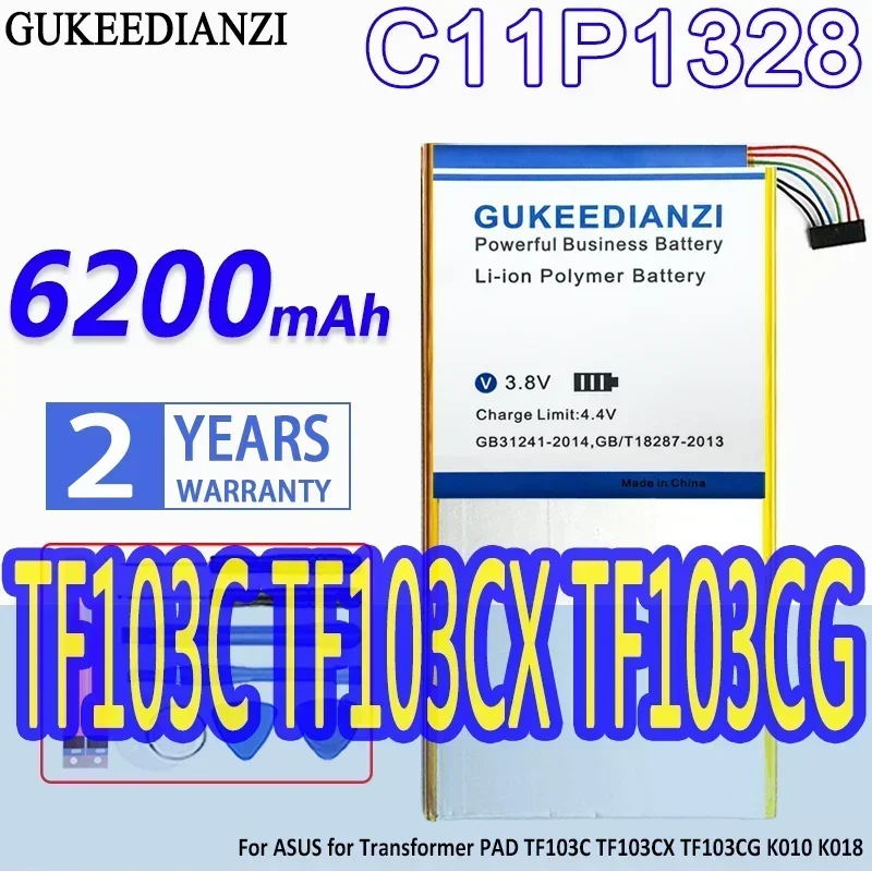 High Capacity GUKEEDIANZI Battery C11P1328 6200mAh For ASUS Transformer PAD TF103C TF103CX TF103CG K010 K018 Tablet Batteries