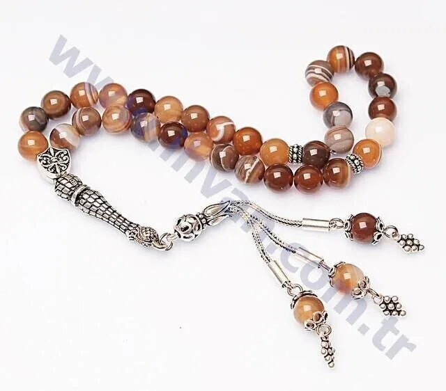 IQRAH Agate Stone Rosary (925 SETTING SILVER 8mm)