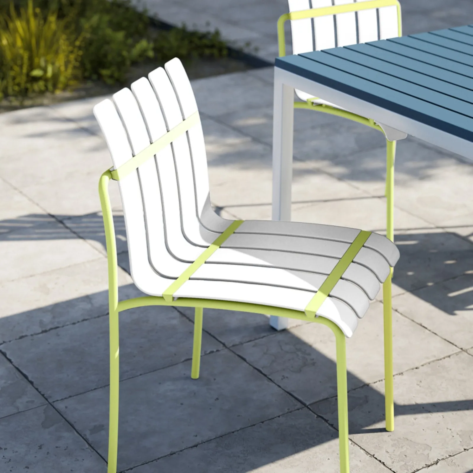 

Holiday - 4-Pack Modern Striped Color Block Chairs - Waterproof PP Seat & Stur