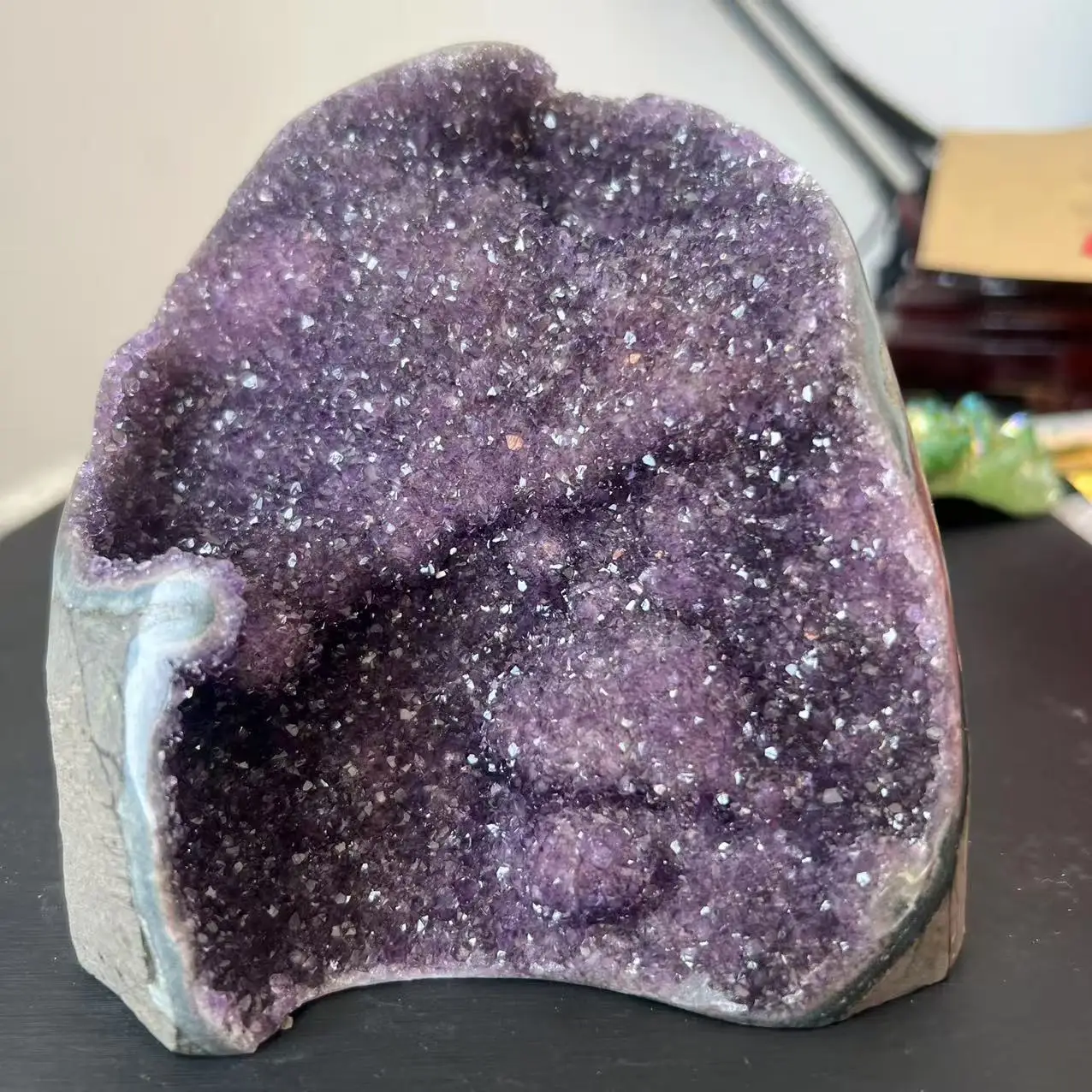 

1276g 11cm Natural Uruguay Dream Amethyst Quartz Crystal Cluster stand