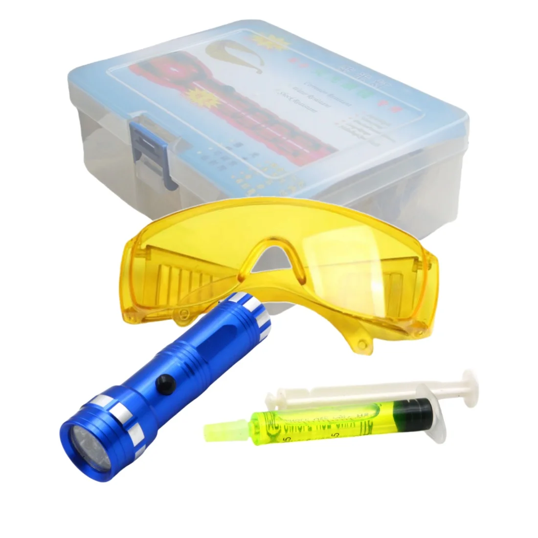 Car R134A R12 14 LED UV Flashlight Protective Glasses UV Dye Tool Set  Air Conditioning A/C System Leak Test Detector Kit