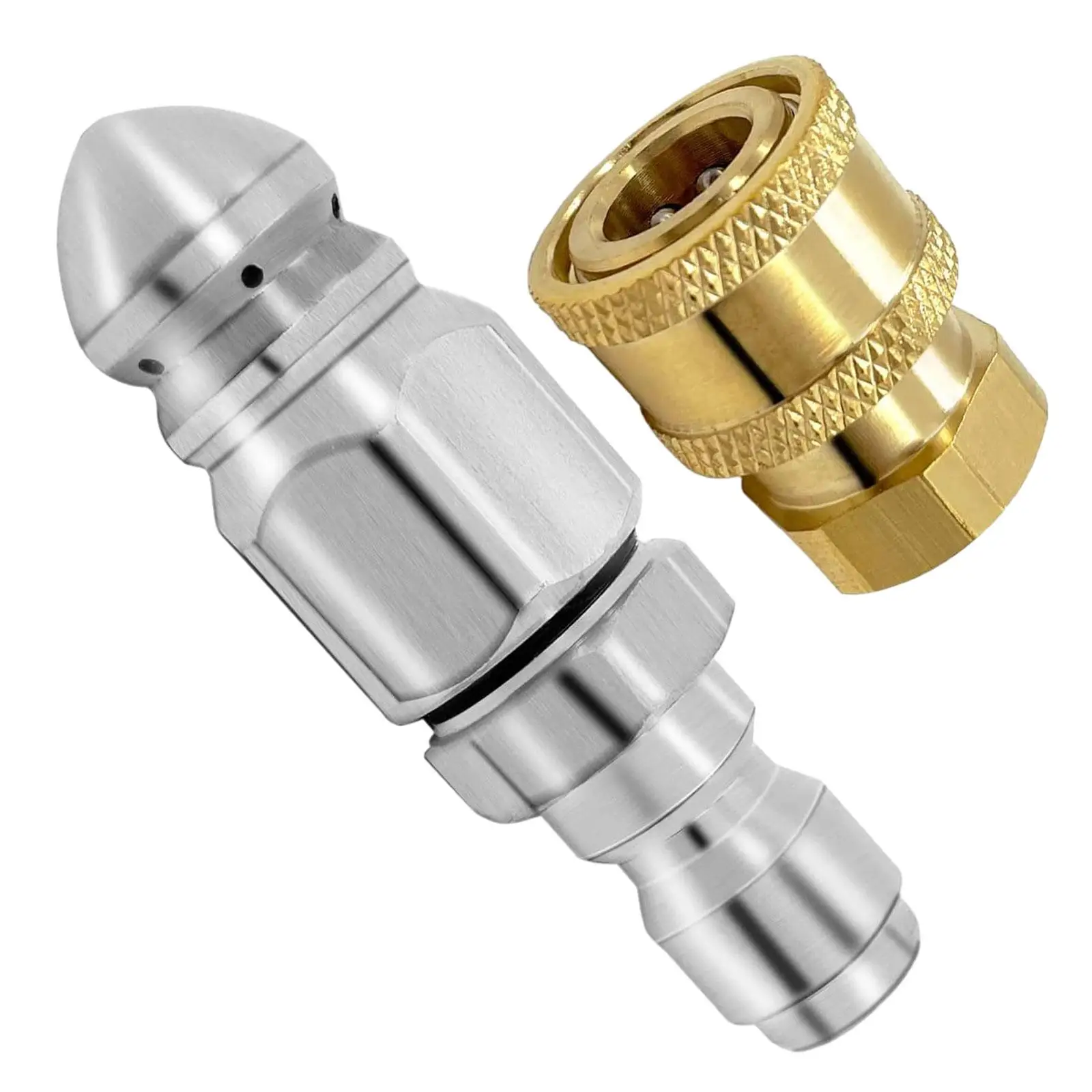 Sewer Jetter Nozzle for Pressure Washer 1/4\'\' Quick Connector Mini Compact Drain Cleaning Nozzle Tips Kit for Drain Jetting Hose