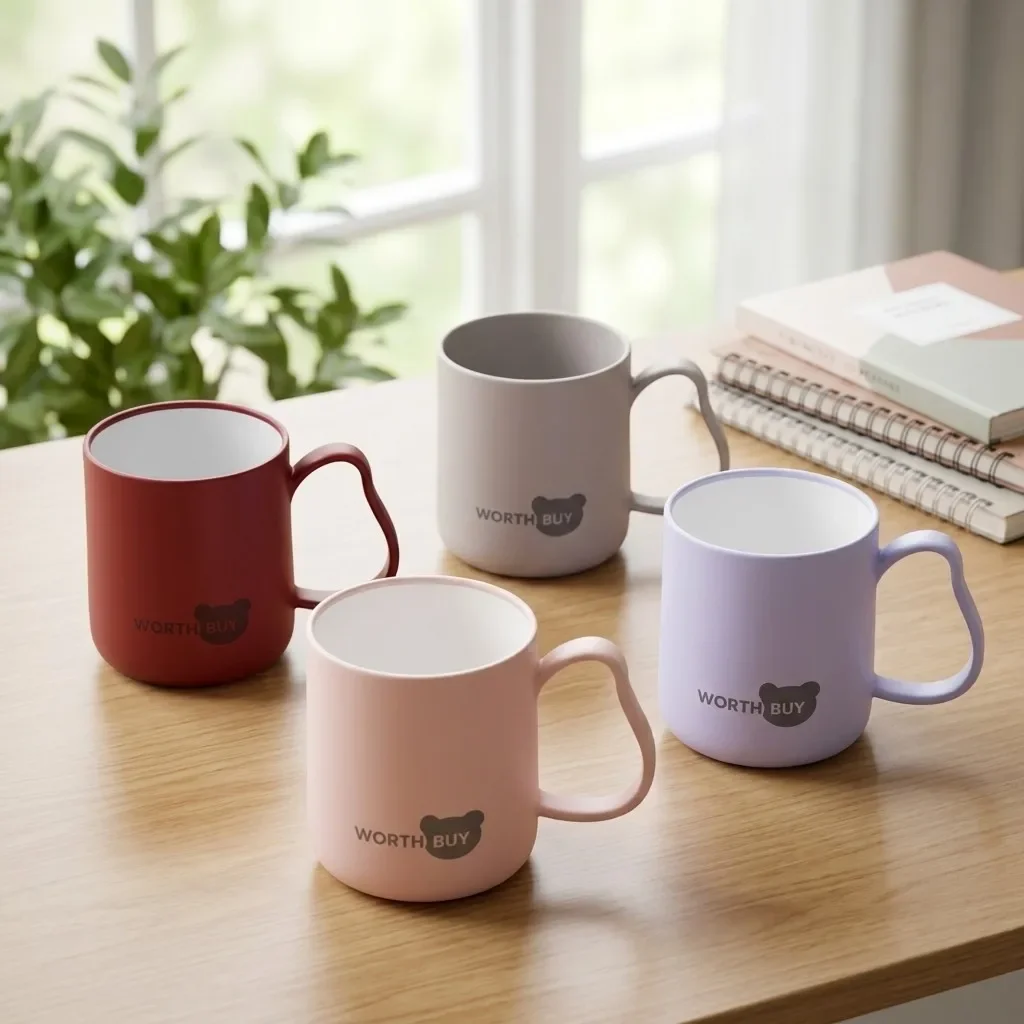 Matte PP Plastic Coffee Mug Unbreakable Reusable Water Cup with Handle Drinkware for Kids School Office Milk Tea Coffee Cups