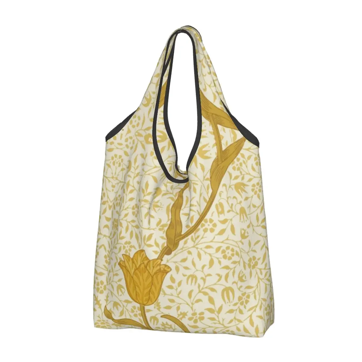 Custom William Morris Garden Tulip Victorian Floral Patterns Shopping Bag Portable Grocery Textile Pattern Shopper Tote Bags