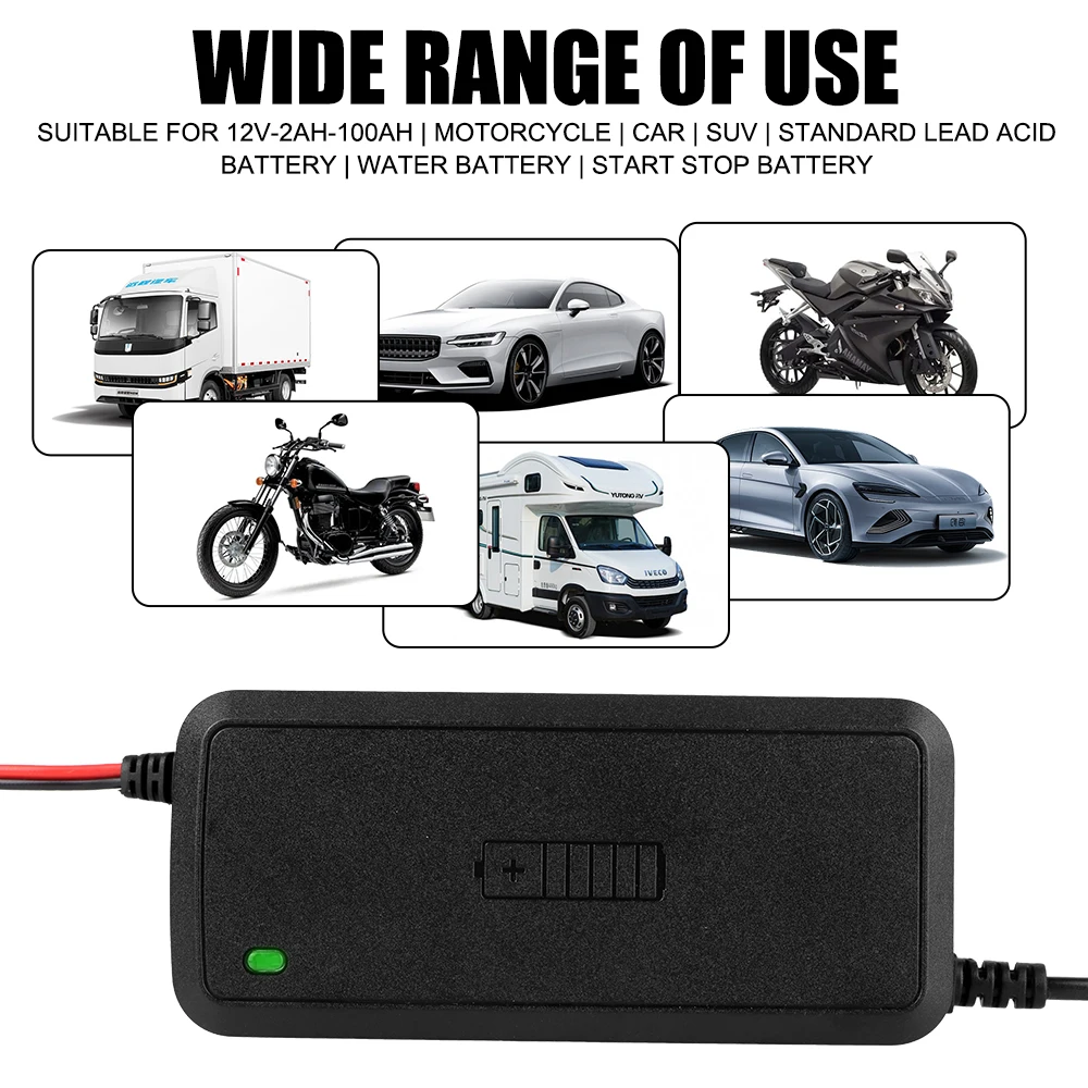 3 Stages Lead Acid AGM GEL Battery-chargers Full Automatic Car Battery Charger 12V 5A Intelligent Fast Power Charging