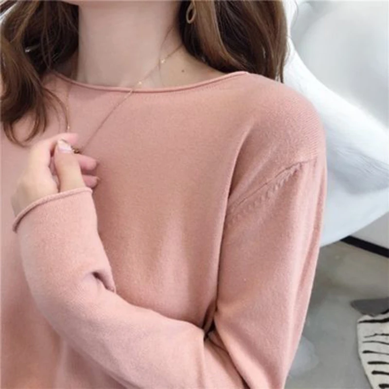 Spring and Autumn Woman's Clothes Solid Color Warm O-neck Elegant Niche Korean Casual Youth All-match SlimInterior Lapping Easy