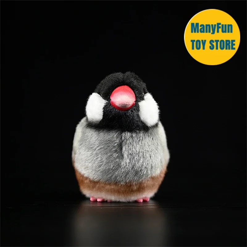 Realistic Java Sparrow Plush Toy Gray Bird Plushie Mannikin Peluche Lifelike Java Finch Stuffed Animal Simulation Gift Kids
