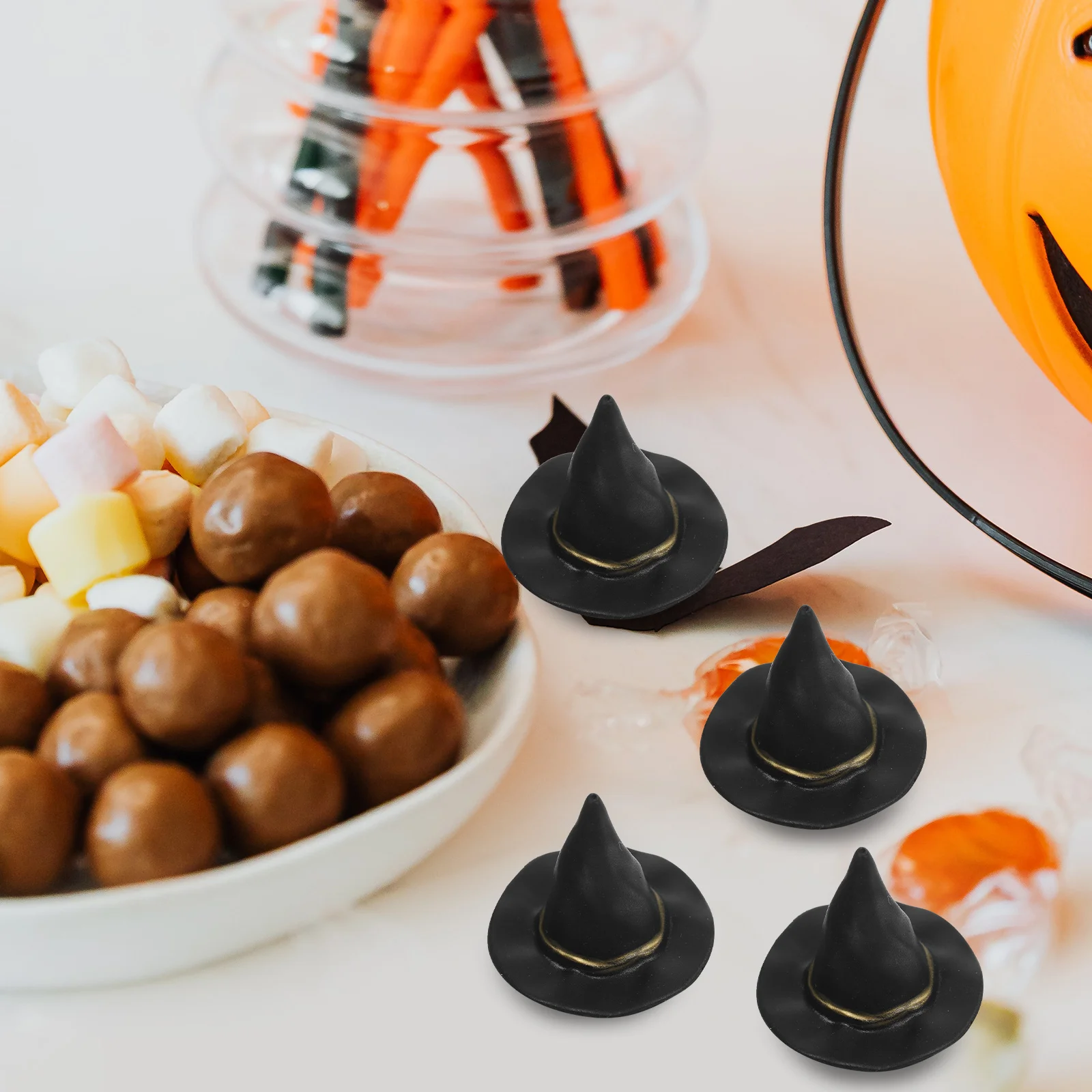 10 Pcs Miniature Witch Hat Small Hats for Cake Decor Halloween Decoration Toy Felt Cloth Tiny Hats Ornament Cover