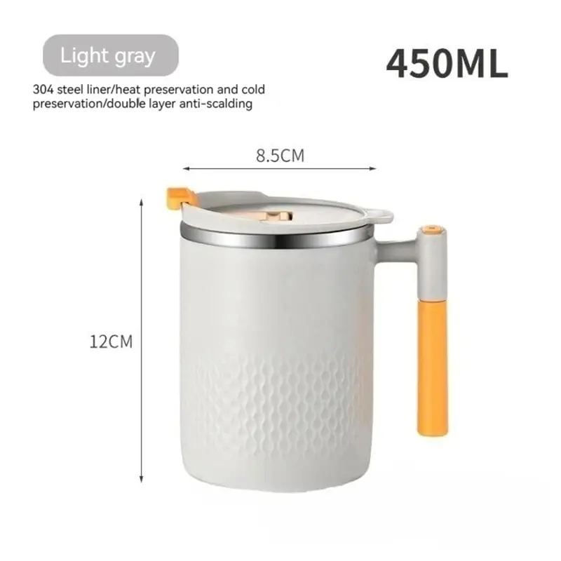 Portable Double-layer Anti-scalding Coffee Mug 304 Stainless Steel Water Cup with Handle and Cover Leak-proof Thermos Cups Mugs