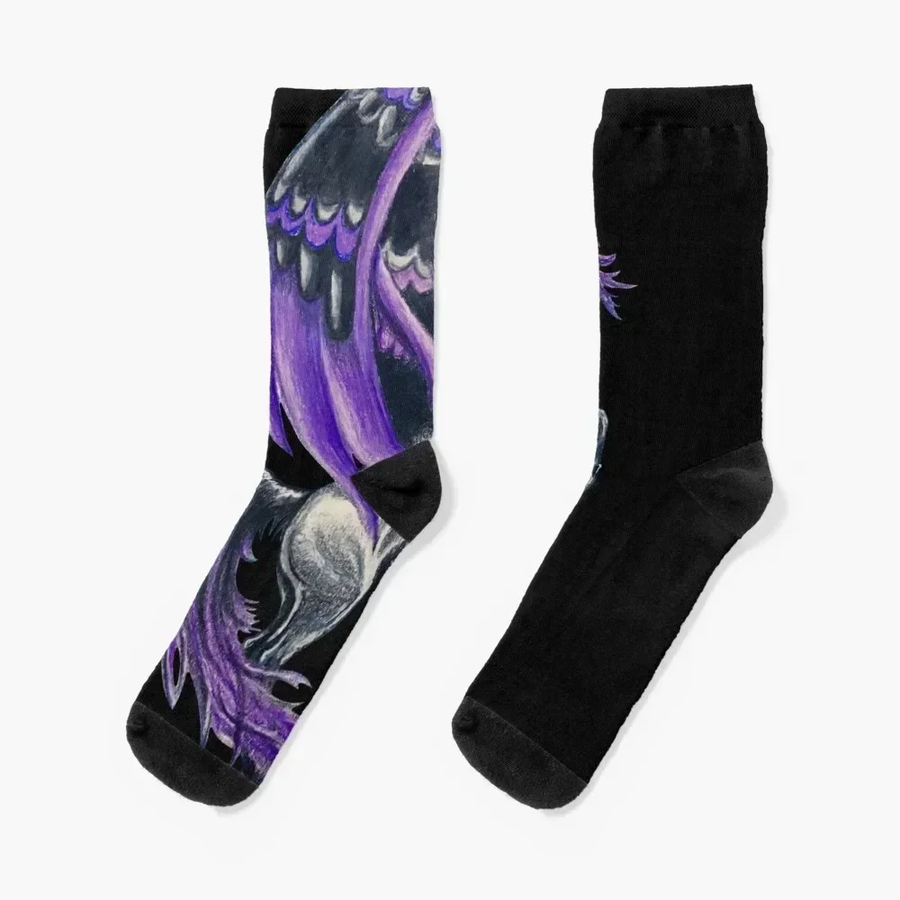 

Purple and Black Pegasus Art Socks halloween cycling Boy Socks Women's