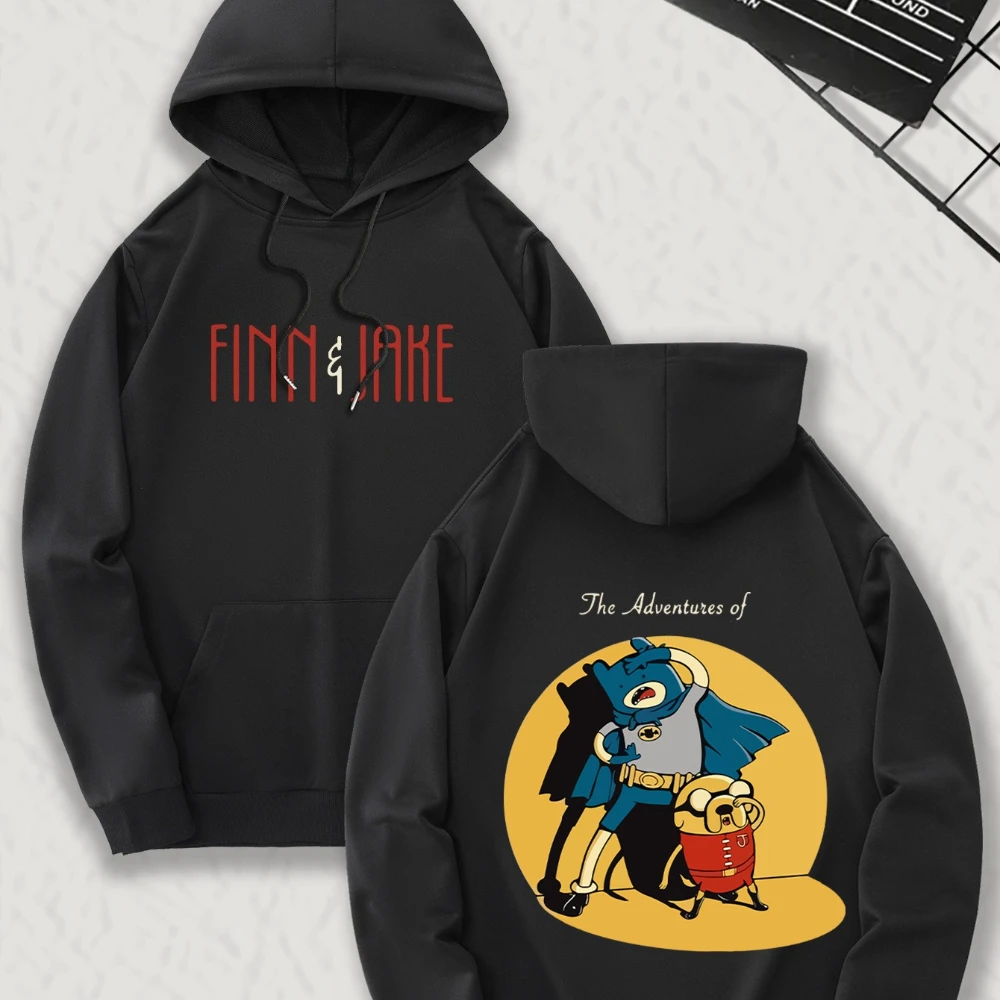 مغامرة الوقت الرجال فيرست ليك هوديي العصرية الكرتون طباعة الكنغر جيب الوجهين تصميم الشتاء الخريف الدافئة سترة غير رسمية #4