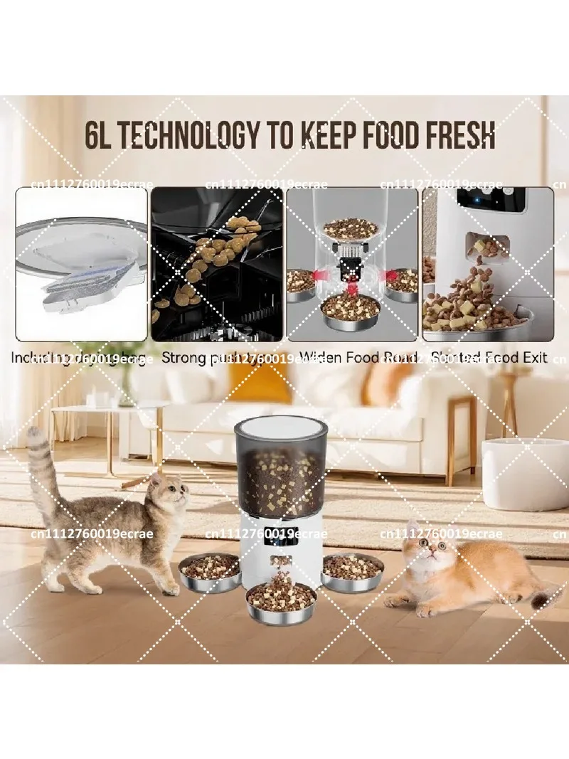 Smart WiFi Remote Automatic Cat Dog Feeder 6L Multi Bowl Meal Dispenser