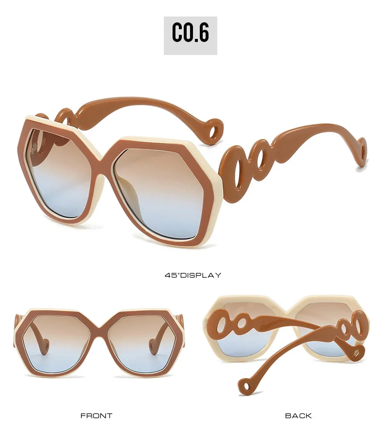 2025 Hexagon Frauen Sonnenbrille Marke Designer Farbe Patchwork Aushöhlen Kreis Elegante Reise Damen Sonnenbrille Retro – Detail 12