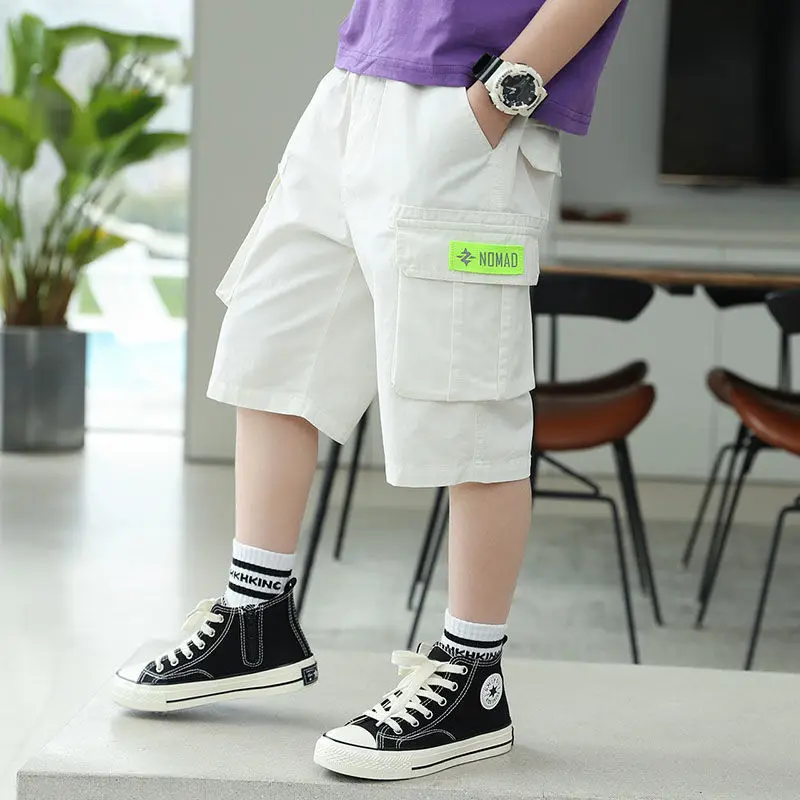 6 8 10 12 13 14 Year Boys Cargo Shorts Summer Short Sport Cotton Sweatpants Boys Knee Length Pants Size Hot Pants Kids Clothes