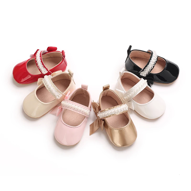 

Sweet 0-18M Baby Girl Leather Shoes Spring and Autumn New Fashionable Versatile Princess Shoes Rubber Bottom Anti slip Princess