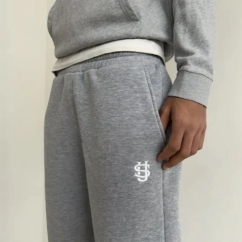 High Street Y2K Hosen Herren Freizeithosen Hoodie-Sets Streetwear Gerade Sweathosen Lockerer Bestickter Hoodie Paar Trendiger Anzug – Detail 35