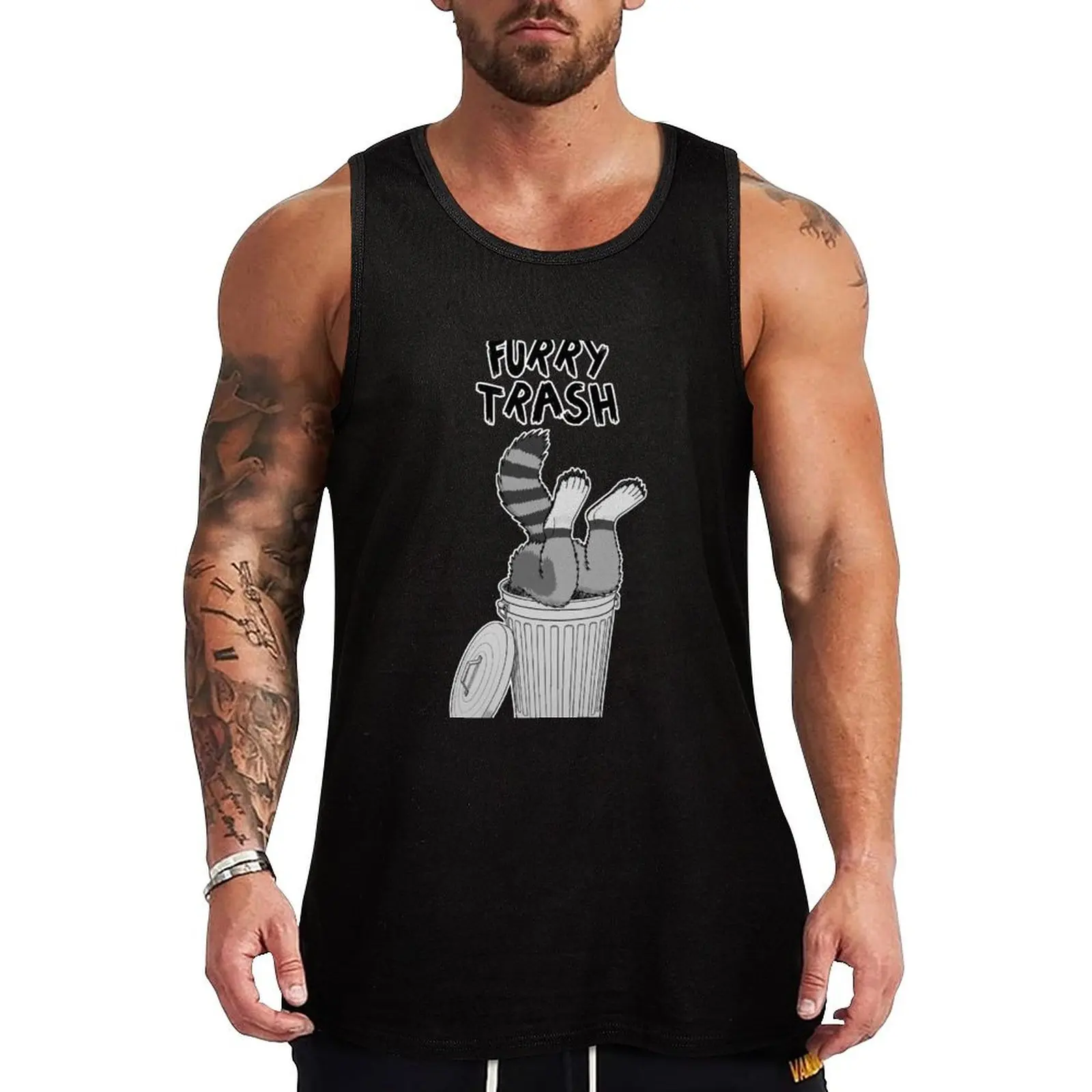 

Furry Trash - Gray Raccoon Tank Top Man gym clothes mens clothing