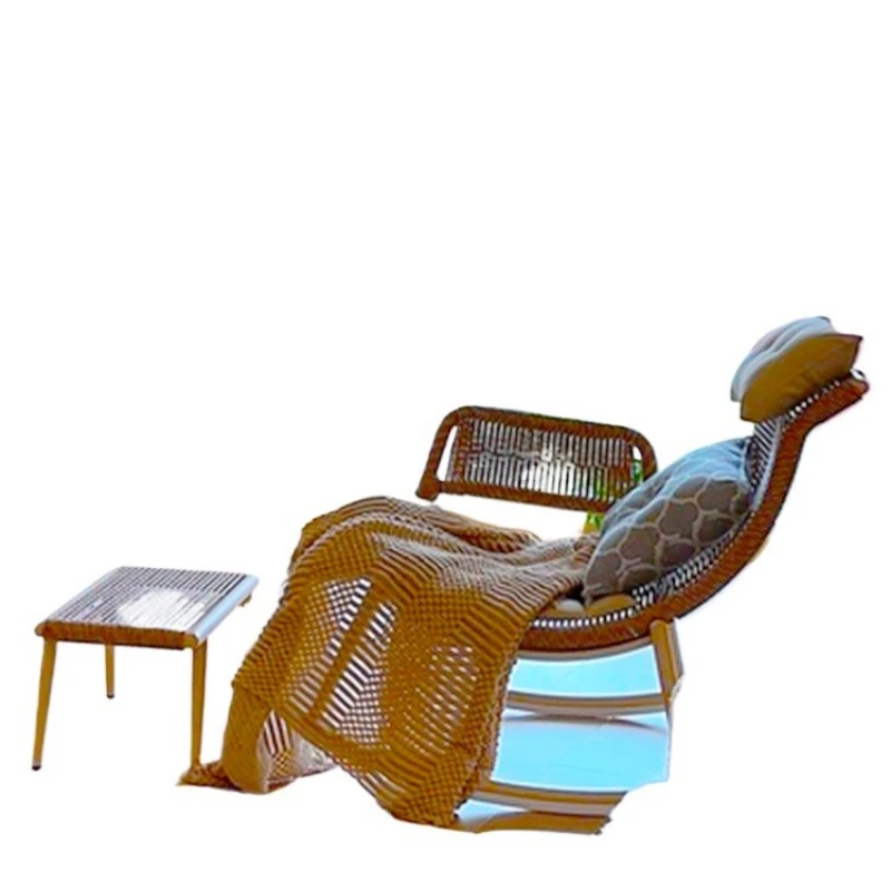

Дышащее кресло-качалка из алюминиевого сплава для кабинета из ротанга, одиночное, повседневное кресло-качалка для дома, гостиной