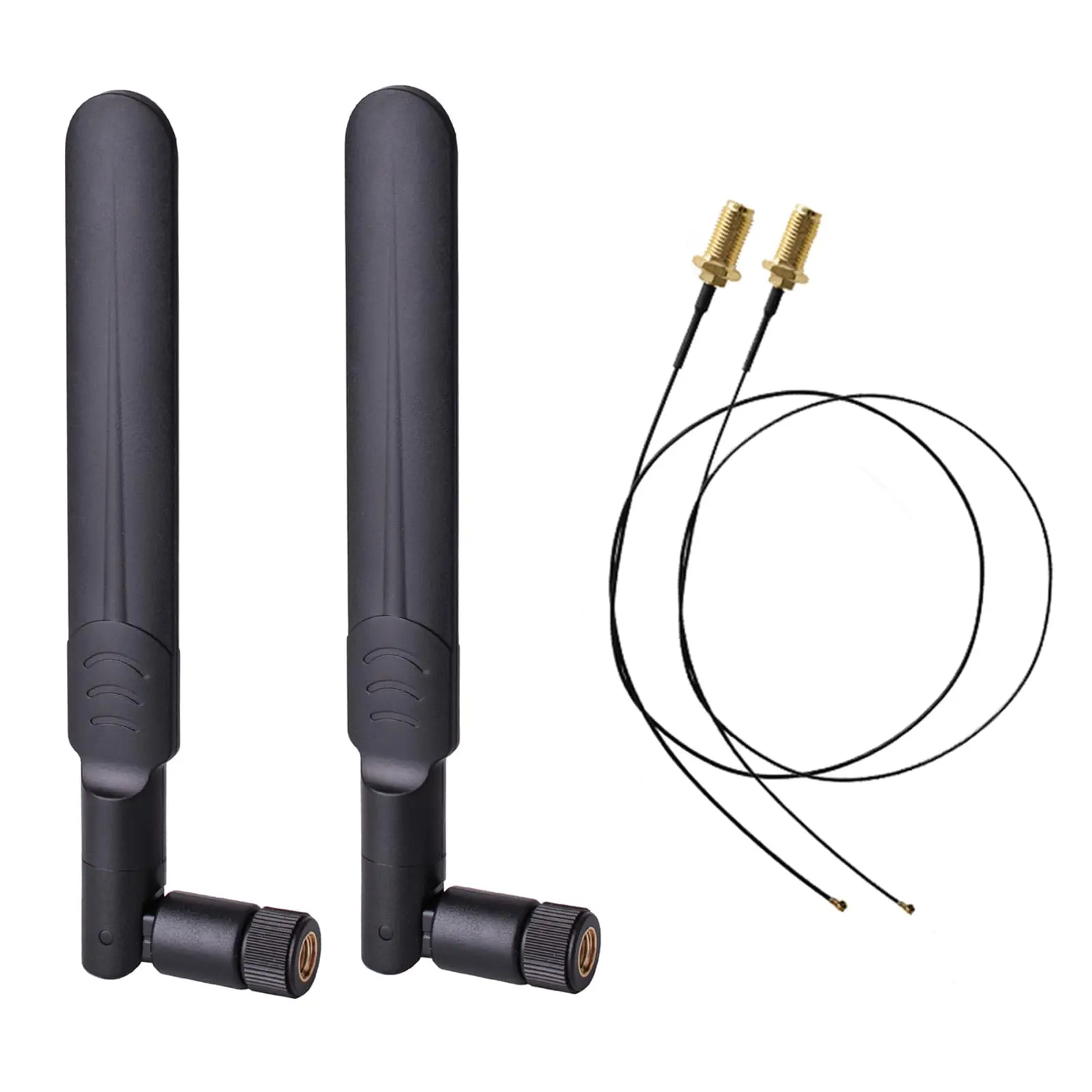 

2 x 6dBi 2.4GHz 5GHz Dual Band WiFi RP-SMA Male Antenna+2 x 35CM RP-SMA IPEX MHF4 Pigtail Cable for M.2 NGFF WiFi WLAN Card