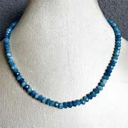 4*6MM Faceted Hemimorphite Larimar Natural Stone Necklace Bead Women Luxury Gemstone Preciosas Jade Yoga Jewelry Female