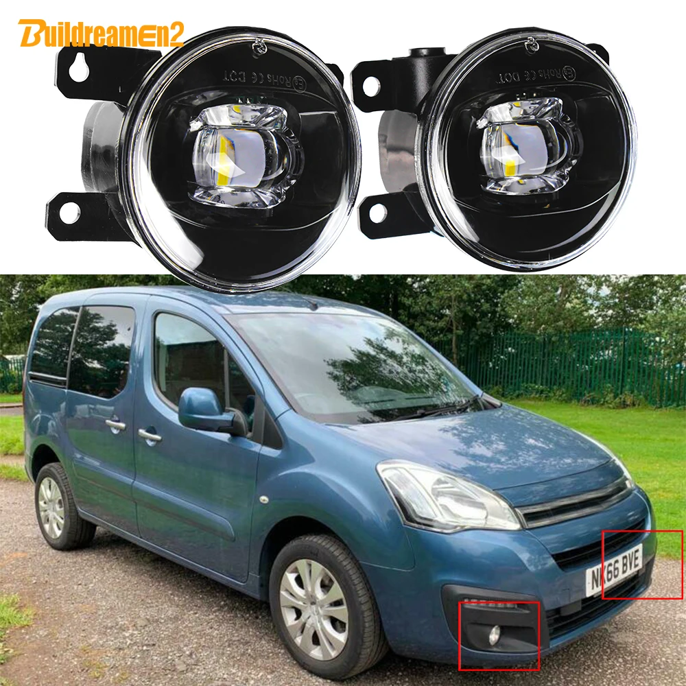 

2 X 90MM Round Car Front Bumper LED Lens Fog Light Accessories 30W 8000LM Fog Lamp For Citroen Berlingo B9 2012 2013 2014 2015