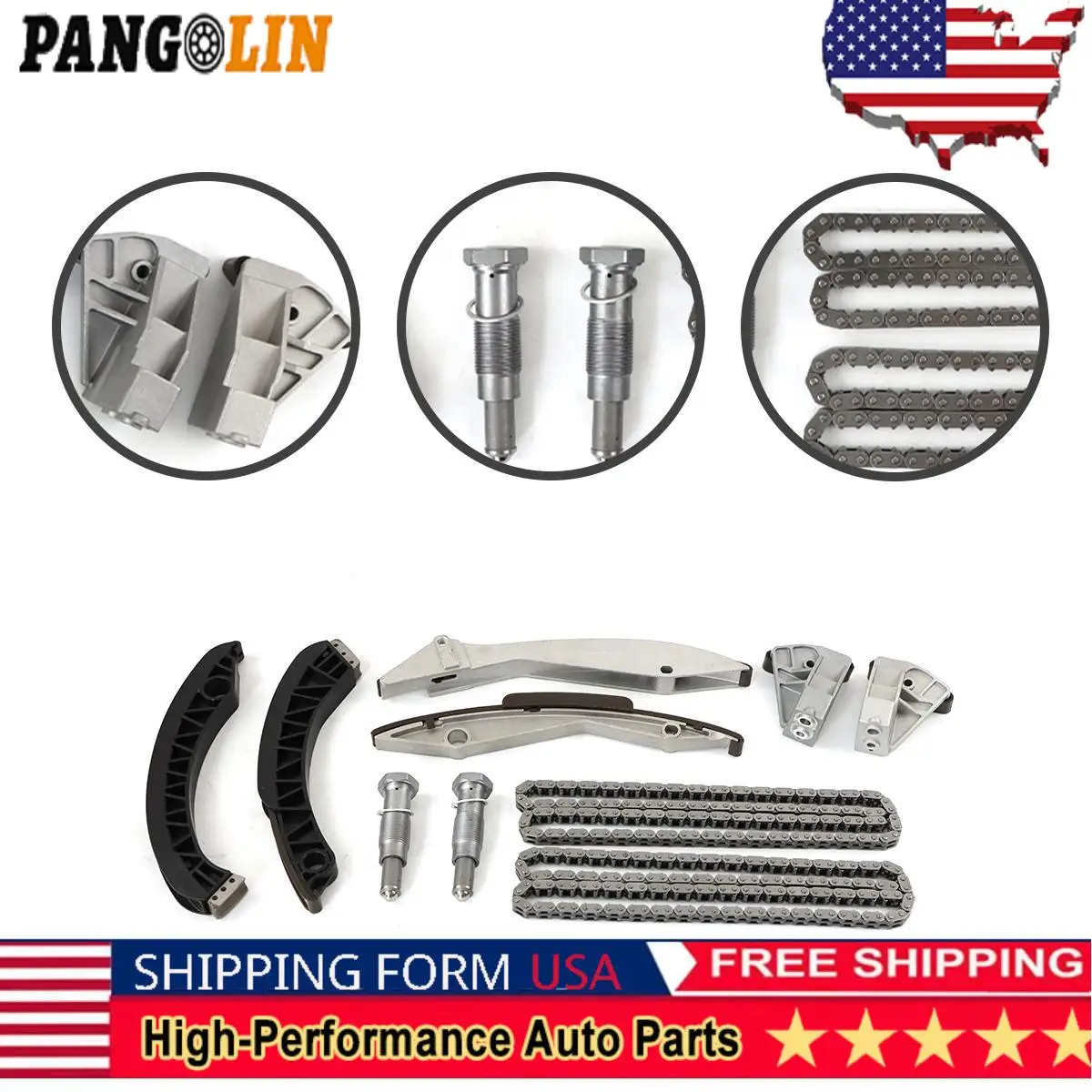 PANGOLIN 1Set Timing Chain Kit Fit BMW 550i 645ci 650ci 735i 740i 745i 750i X5 N62B 4.8L Car Engine Accessories Replacement Part