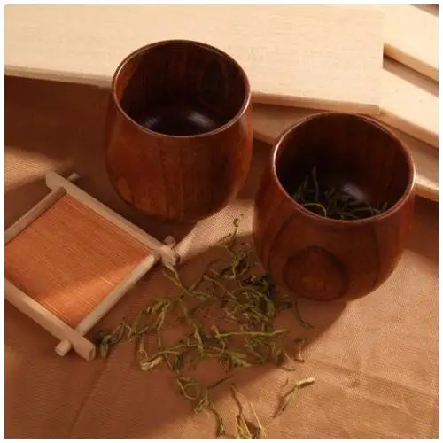 ABZC-Primitive Handmade Natural Wood Wooden Cup Breakfast Beer Milk Tea Mug