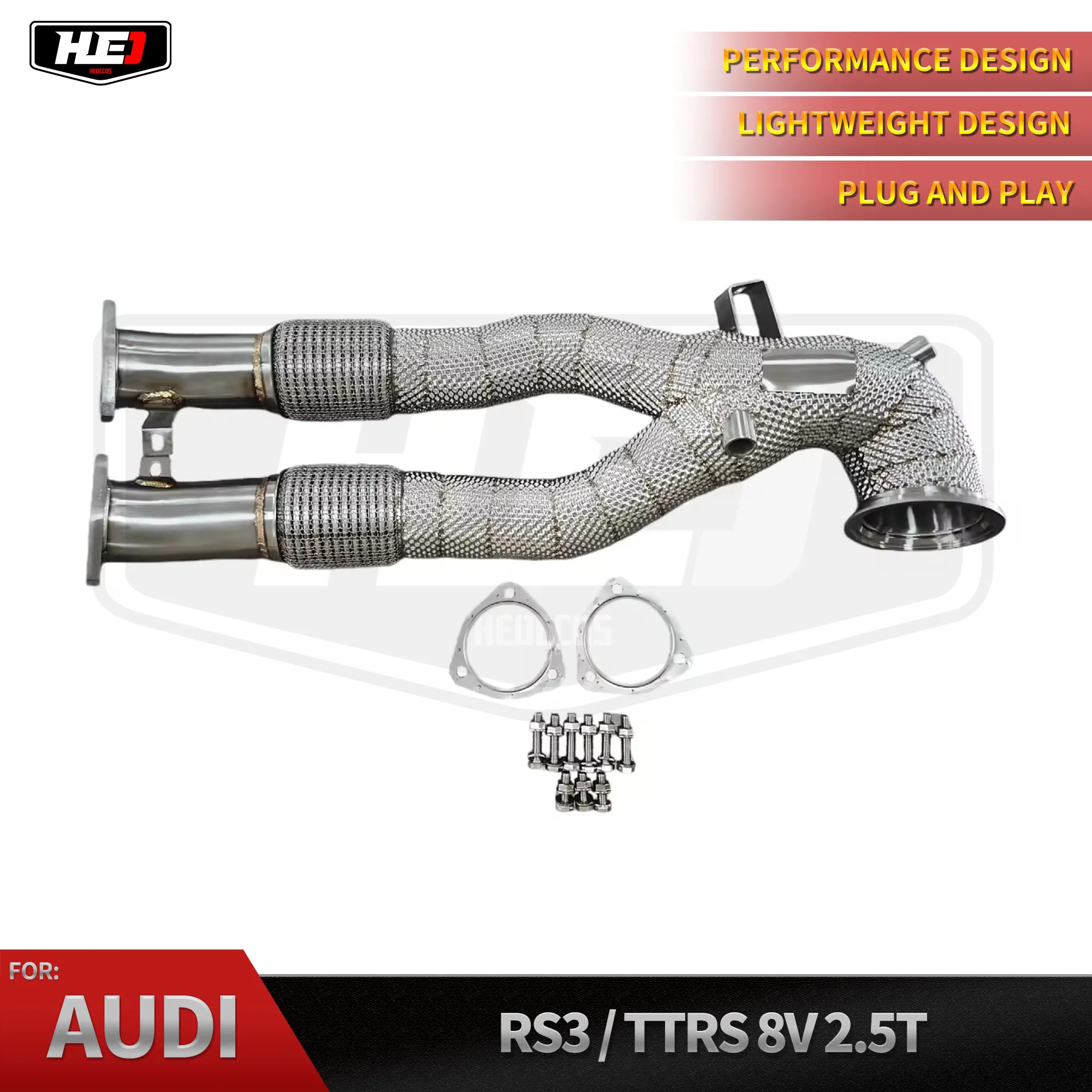 

HEO High Performance Stainless Steel Racing Exhaust Downpipe for AUDI RS3 2.5T 8Y 8V With Heat Shield Auto Accessories
