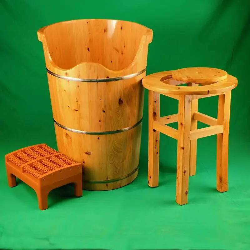 

Solid Wood Multipurpose Therapy Tub Herbal Steam Sauna for Foot Bath Portable Hip Steamer for Detox Relaxation Bathroom Footbath