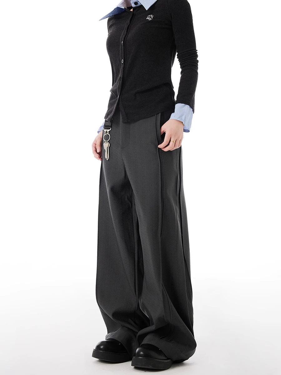 REDDACHiC Silhouette Black Trousers for Women Unisex Street Style Cleanfit Pleated Wide Leg Barrel Pants Acubi Fashion Bottoms