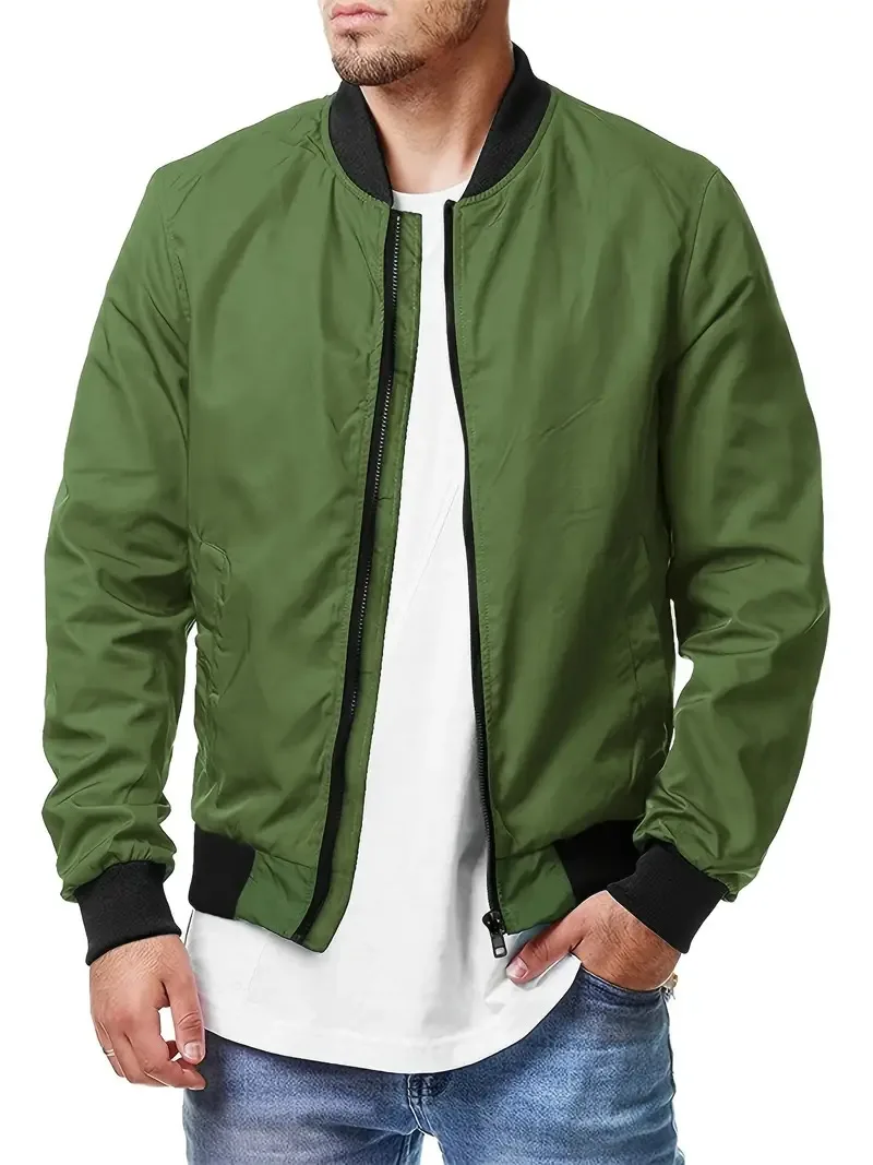 2024 Spring and Autumn Men\'s Zipper Bomber Jacket Casual Trendy Menswear