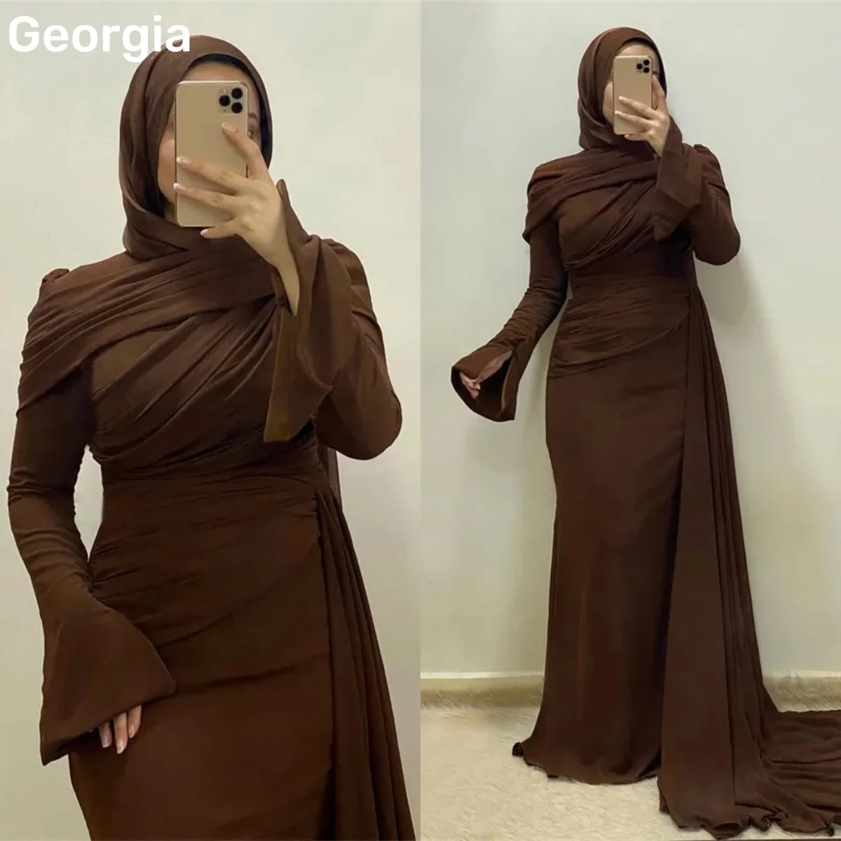 

فساتين سهرة Customized Dresses For Special Events Ruffle Sheath Cocktail Dresses Scoop Neckline Sweep Train Formal Occasion Dres