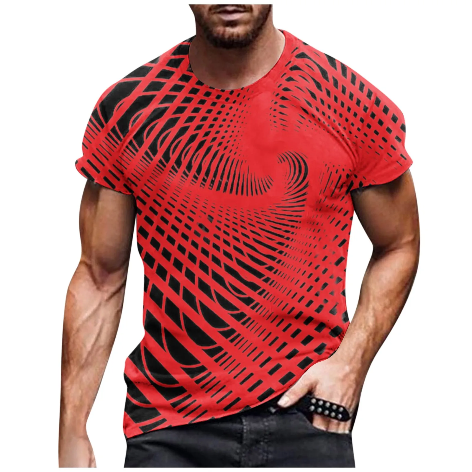 Camisetas Hombre Verano 2024 Summer Short Sleeve Collar Sweat-Absorbing Retro Print Fashion Pullover Top トップス・Tシャツ одежда