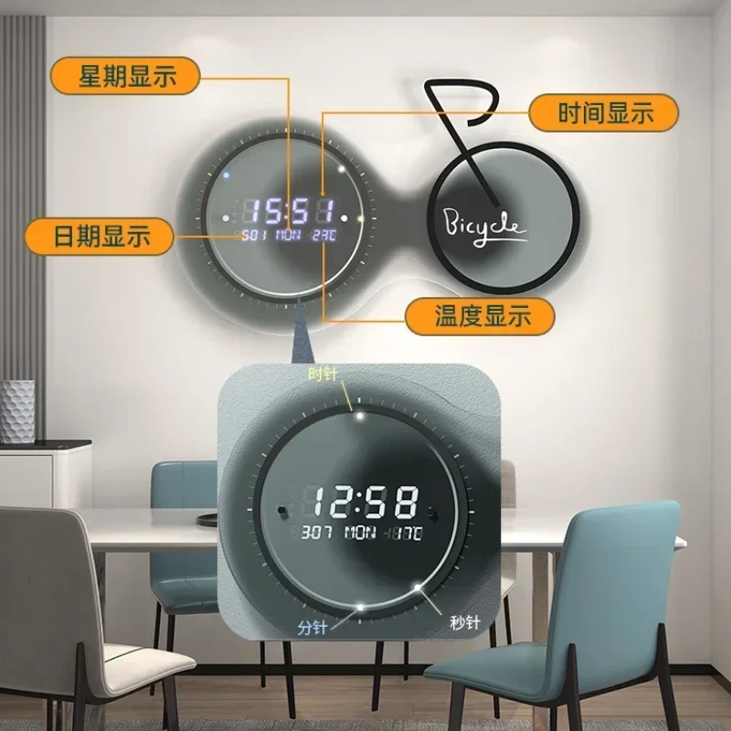 Fashion Living Room 2022 New Electronic Clock Digital Home Hanging Wall Minimalist Creative Elegant