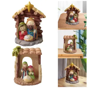 Heiliges Familiengesetz für Weihnachten, Harz -Showpiece, religiöse Wiege, Desktop -Dekoration, Wohnzimmer, Geschenk Weihnachtsfeier 6 Hauptverkaufsstatue Sagrada Familia - №2